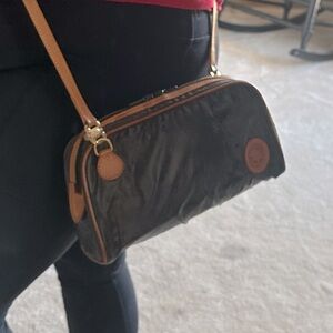 Hunting World Charcoal Gray Nylon Vachetta Leather Crossbody Bag